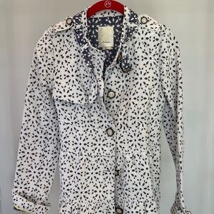 Anthropologie- White and Blue Eyelet Coat